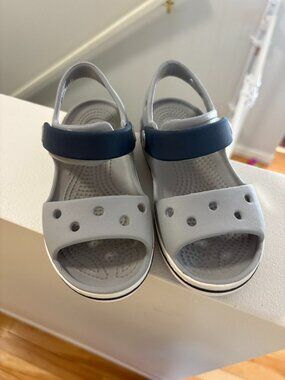 Crocs Kids Grey Blue Sandals Little Boys Toddler Size 9